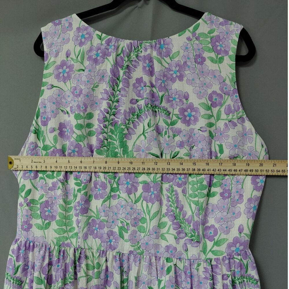 Talbots Plus Purple Green Floral Sleeveless Midi Dress Women Size 20W - Picture 6 of 10